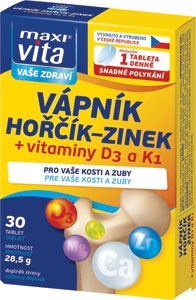 MaxiVita Vápnik + Horčík + Zinok 30 tbl - Teta drogérie eshop