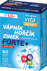 MaxiVita Exclusive Vápnik + Horčík + Zinok Forte + 60 tbl  - Teta drogérie eshop