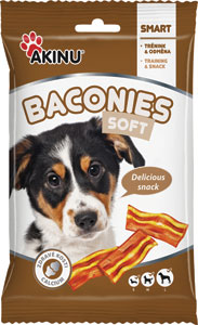 Akinu Baconies slaninky pre psa 85 g - Dentalife ActivFresh dentálne tyčinky pre psov Medium pre psov 115 g | Teta drogérie eshop