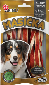 Akinu Twister pre psa jahňacie 75 g  - Propesko Snack pes hovädzie prúžky 120 g | Teta drogérie eshop