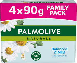 Palmolive mydlo Naturals s výťažkami z hermančeka - biele Family pack 4x90 g