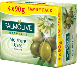 Palmolive mydlo Naturals s výťažkami z mlieka a oliv - zelené Family pack 4x90 g - Teta drogérie eshop