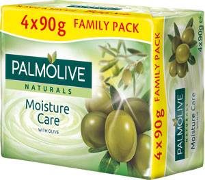 Palmolive mydlo Naturals s výťažkami z mlieka a oliv - zelené Family pack 4x90 g