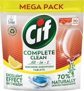 Cif Mega tab ECO Ai 70 ks Citron - Finish Quantum All in 1 teblety do umývačky riadu Lemon Sparkle 36 ks | Teta drogérie eshop