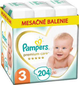 Pampers Premium detské plienky veľkosť 3 204 ks mesačné balenie