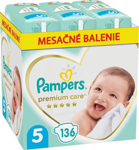 Pampers Premium detské plienky veľkosť 5 136 ks mesačné balenie