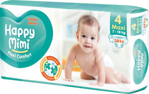Happy Mimi Flexi Comfort detské plienky 4 maxi 38 ks - Pampers Active baby detské plienky veľkosť 5 150 ks 11-16 kg | Teta drogérie eshop
