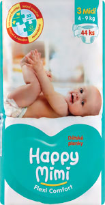 Happy Mimi Flexi Comfort detské plienky 3 midi 44 ks - Pampers Premium detské plienky veľkosť 5 88ks 11-16kg  | Teta drogérie eshop