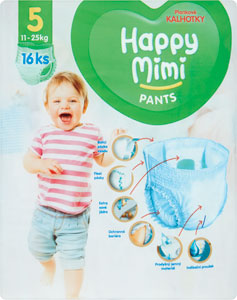 Happy Mimi Pants plienkové nohavičky 5 (11-25kg) 16 ks - Teta drogérie eshop