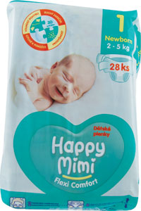 Happy Mimi Flexi Comfort detské plienky 1 newborn 28 ks