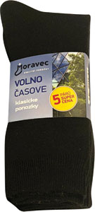 Moravec bavlnené ponožky čierne 5 párov veľkosť 39-42