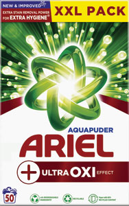 Ariel prášok Ultra Oxi 3,25 kg / 50 PD - Persil prací prášok Deep Clean Plus Freshness by Silan Box 60 praní 3,9 kg | Teta drogérie eshop