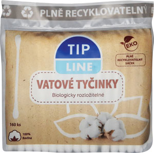 Tip Line vatové tyčinky biologicky rozložiteľné 160 ks