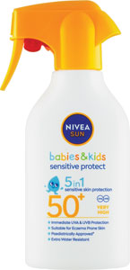 Nivea Sun detský sprej na opaľovanie pumpa Sensitive OF 50+ 270 ml