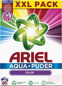 Ariel prášok Color+ 3,90 kg / 60 PD - Rex prací prášok Orchid & Macadamia Oil Color 54 praní 3,51 kg | Teta drogérie eshop