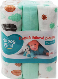Happy Mimi detské látkové plienky mint 70x70 cm 3 ks - Teta drogérie eshop