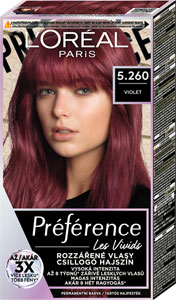 L'Oréal Paris Préférence Vivid Colors permanentná farba na vlasy 5.260 Ipanema - Violet, 60+90+54 ml