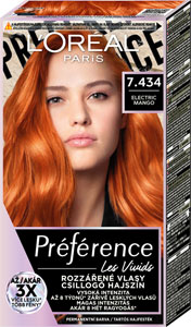 L'Oréal Paris Préférence Vivid Colors permanentná farba na vlasy 7.434 Shibuya - Electric Mango, 60+90+54 ml