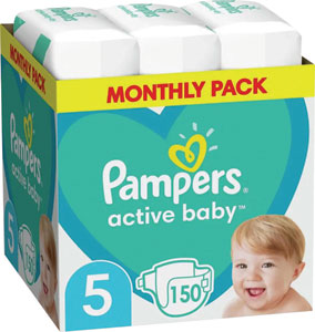 Pampers Active baby detské plienky veľkosť 5 150 ks mesačné balenie