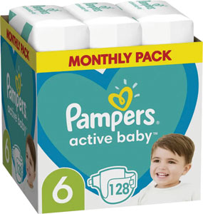 Pampers Active baby detské plienky veľkosť 6 128 ks 13-18 kg
