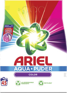Ariel prášok Color 2,925 kg / 45 PD - Rex prací prášok Orchid & Macadamia Oil Color 54 praní 3,51 kg | Teta drogérie eshop