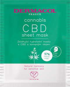 Dermacol upokojujúca hydratačná textilná maska Cannabis s CBD a konopným olejom - Teta drogérie eshop