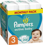 Pampers Active baby detské plienky veľkosť 3 208 ks mesačné balenie