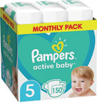 Pampers Active baby detské plienky veľkosť 5 150 ks mesačné balenie - Teta drogérie eshop
