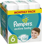 Pampers Active baby detské plienky veľkosť 6 128 ks mesačné balenie