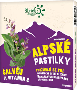 Healthies Alpské pastilky šalvia a vitamín C 20 pastiliek