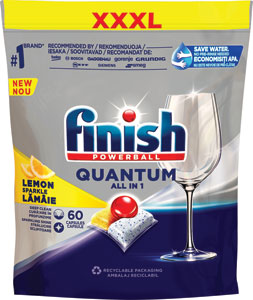 Finish Quantum All in 1 teblety do umývačky riadu Lemon Sparkle 60 ks