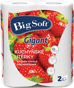 Big Soft kuchynské útierky Gigant 2-vrstvové 2x80 útržkov - Tip Line kuchynské utierky 2-vrstvové 2 ks | Teta drogérie eshop