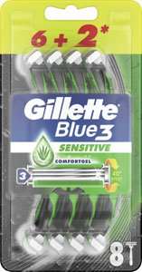 Gillette Blue3 jednorazový holiaci strojček Sensitive 8 ks - 4ward jednorazový holiaci strojček s 3 čepieľkami 5 ks | Teta drogérie eshop