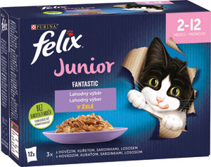 Felix Fantastic kapsičky junior 12 x 85 g - Reno kapsičky mačka 12x100 g | Teta drogérie eshop