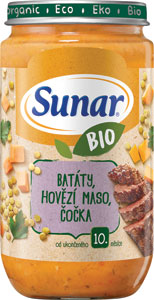 Sunar BIO príkrm batáty, hovädzie mäso, šošovica 10m+ 235 g