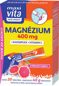 MaxiVita Magnézium 400mg + B komplex + Vitamín C 20 ks