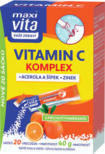 MaxiVita Vitamín C komplex + Acerola + šípky + Zinok 20 ks