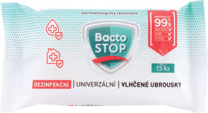 BactoSTOP dezinfekčné vlhčené obrúsky 15 ks