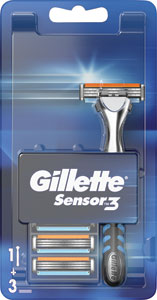 Gillette Sensor3 holiaci strojček pre mužov s 3 holiacimi hlavicami - Nivea Men pleťový krém Sensitive Hemp 75 ml | Teta drogérie eshop