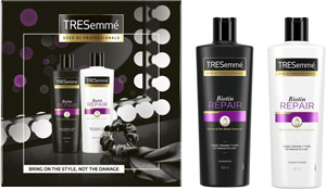 TRESemme darčeková sada Biotin s gumičkou - šampón 400 ml, kondicionér 400 ml, látková gumička do vlasov