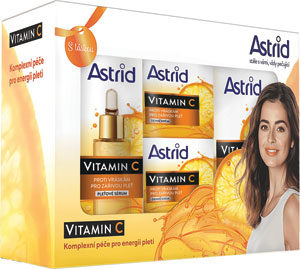 Astrid darčeková sada Vitamin C sérum 30 ml, denný krém 50 ml, nočný krém 50 ml, textilná maska 20 ml