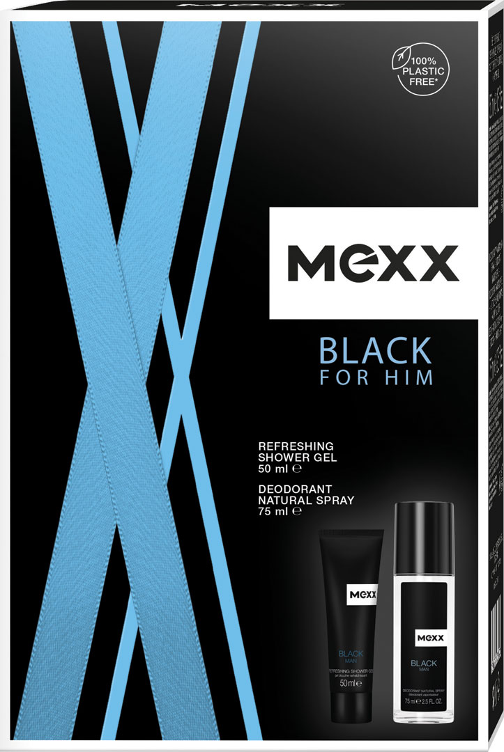 Mexx darčeková sada Black for Him parfumovaný dezodorant, sprchový gél