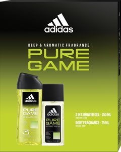Adidas darčeková sada Pure Game sprchový gél 250 ml, body fragrance 75 ml
