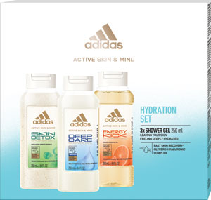Adidas darčeková sada Active Skin Hydration set 3 × sprchový gél 250 ml