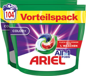 Ariel gélové tablety Color+ 2 × 52 ks