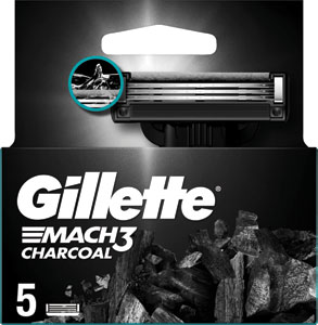 Gillette Mach3 Charcoal náhradné hlavice 5 ks