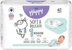 Happy detské plienky veľkosť 1 Newborn 42 ks 2 - 5 kg