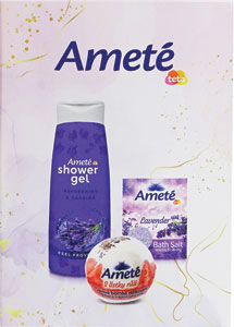 Ameté darčeková sada sprchovací gél Feel Provence 250 ml, šumivá bomba do kúpeľa 100 g, kúpeľová sol Leavender 80 g