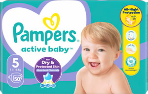 Pampers Active Baby detské plienky veľkosť 5 11-16kg 50 ks