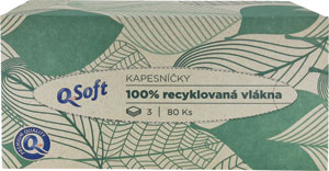 Q-Soft hygienické vreckovky recyklované 3-vrstvové 80 ks